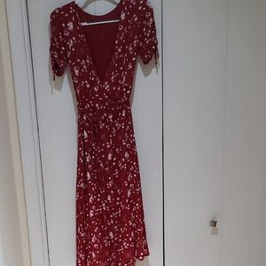 Ralph Lauren Red Floral Midi Dress